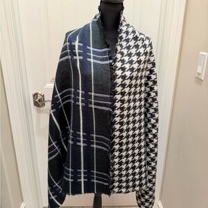 Treasure & Bond Houndstooth and Plaid Scarf - Black, White, Green and Navy